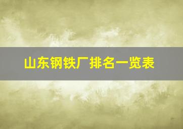 山东钢铁厂排名一览表