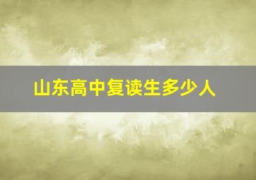 山东高中复读生多少人