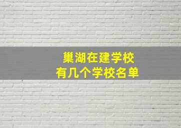 巢湖在建学校有几个学校名单