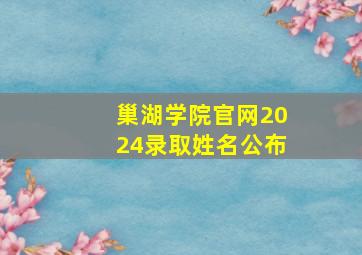 巢湖学院官网2024录取姓名公布