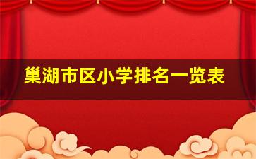 巢湖市区小学排名一览表