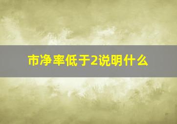 市净率低于2说明什么