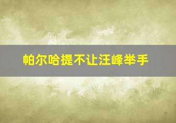 帕尔哈提不让汪峰举手