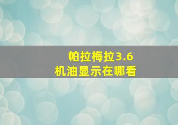 帕拉梅拉3.6机油显示在哪看