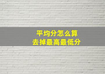 平均分怎么算去掉最高最低分