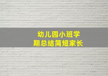 幼儿园小班学期总结简短家长