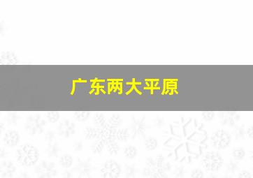 广东两大平原