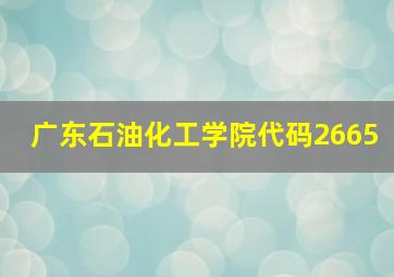 广东石油化工学院代码2665