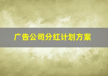 广告公司分红计划方案