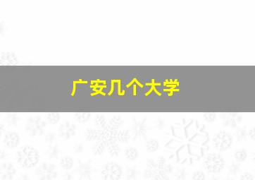 广安几个大学