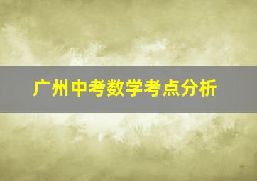 广州中考数学考点分析