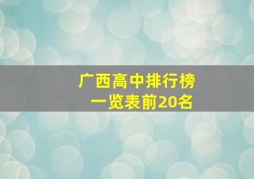 广西高中排行榜一览表前20名