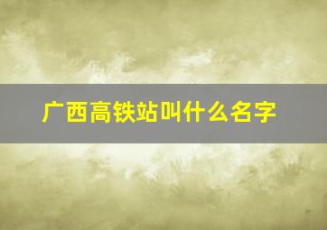 广西高铁站叫什么名字