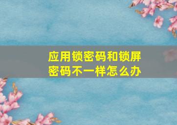 应用锁密码和锁屏密码不一样怎么办