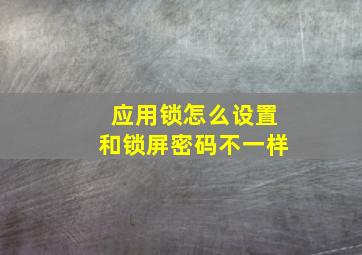 应用锁怎么设置和锁屏密码不一样