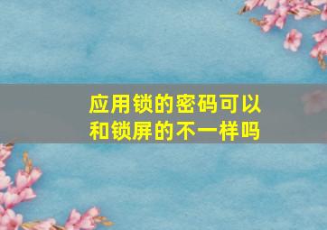 应用锁的密码可以和锁屏的不一样吗