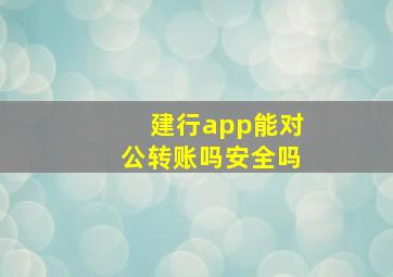 建行app能对公转账吗安全吗