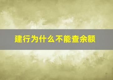 建行为什么不能查余额