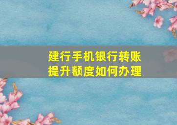 建行手机银行转账提升额度如何办理