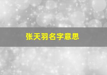 张天羽名字意思