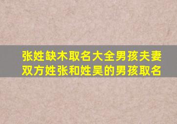 张姓缺木取名大全男孩夫妻双方姓张和姓吴的男孩取名