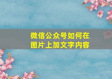 微信公众号如何在图片上加文字内容