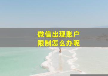 微信出现账户限制怎么办呢