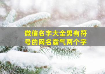 微信名字大全男有符号的网名霸气两个字