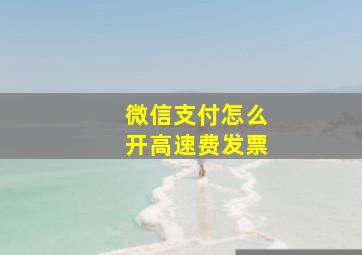 微信支付怎么开高速费发票