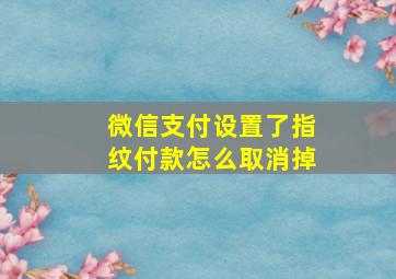 微信支付设置了指纹付款怎么取消掉