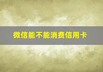 微信能不能消费信用卡