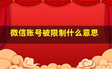 微信账号被限制什么意思