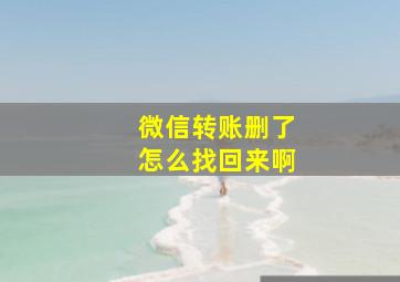 微信转账删了怎么找回来啊