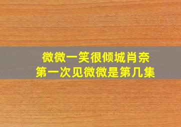 微微一笑很倾城肖奈第一次见微微是第几集