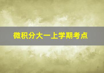 微积分大一上学期考点