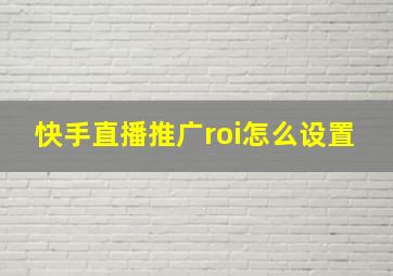 快手直播推广roi怎么设置