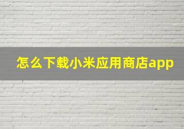 怎么下载小米应用商店app