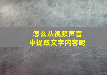 怎么从视频声音中提取文字内容呢