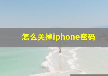 怎么关掉iphone密码