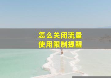 怎么关闭流量使用限制提醒