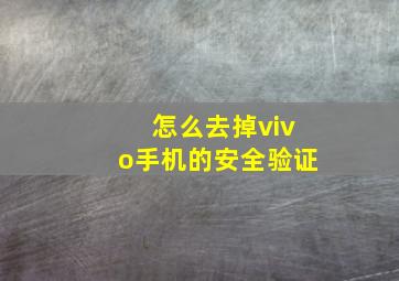 怎么去掉vivo手机的安全验证