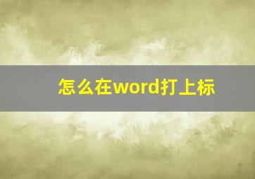 怎么在word打上标