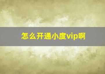 怎么开通小度vip啊