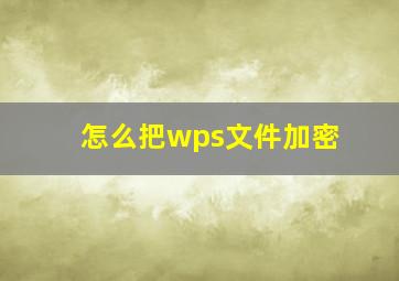 怎么把wps文件加密