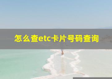 怎么查etc卡片号码查询