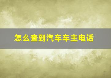 怎么查到汽车车主电话