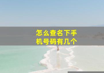 怎么查名下手机号码有几个