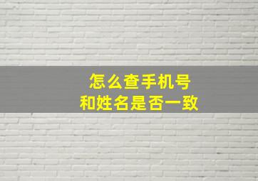 怎么查手机号和姓名是否一致