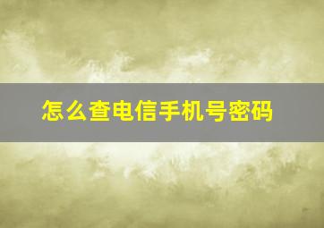 怎么查电信手机号密码