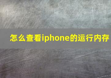 怎么查看iphone的运行内存